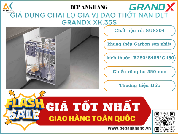 Giá đựng chai lọ gia vị dao thớt nan dẹt GRANDX XK.35S - 350mm